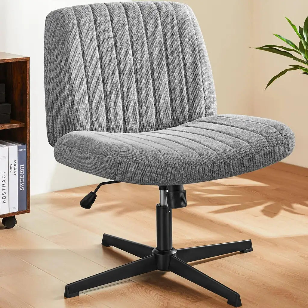 Armless Office Chair for Home Workspaces with a Wide U-Shaped Seat and High-Density Sponge Cushioning — Grey