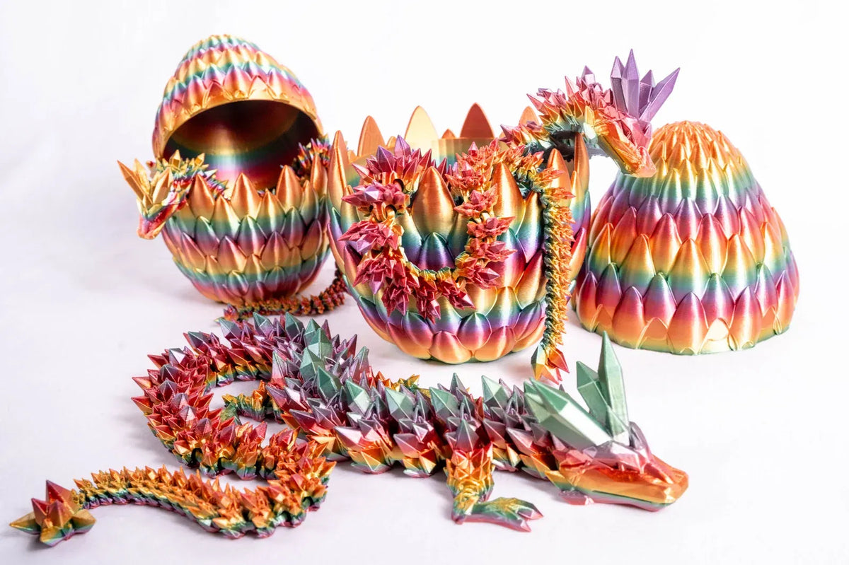 Articulated Crystal Dragon Figure with Textured Spikes and a Spinning Tail for Hands-On Desk Display