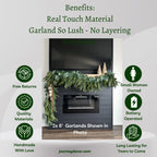 Artificial Cedar and Pine Garland with Real-Touch Greenery, Flexible 6- or 9-Foot Holiday Mantel and Table Decor