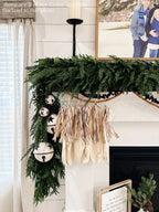Artificial Cedar and Pine Garland with Real-Touch Greenery, Flexible 6- or 9-Foot Holiday Mantel and Table Decor