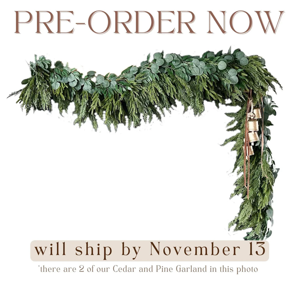 Artificial Cedar and Pine Garland with Real-Touch Greenery, Flexible 6- or 9-Foot Holiday Mantel and Table Decor
