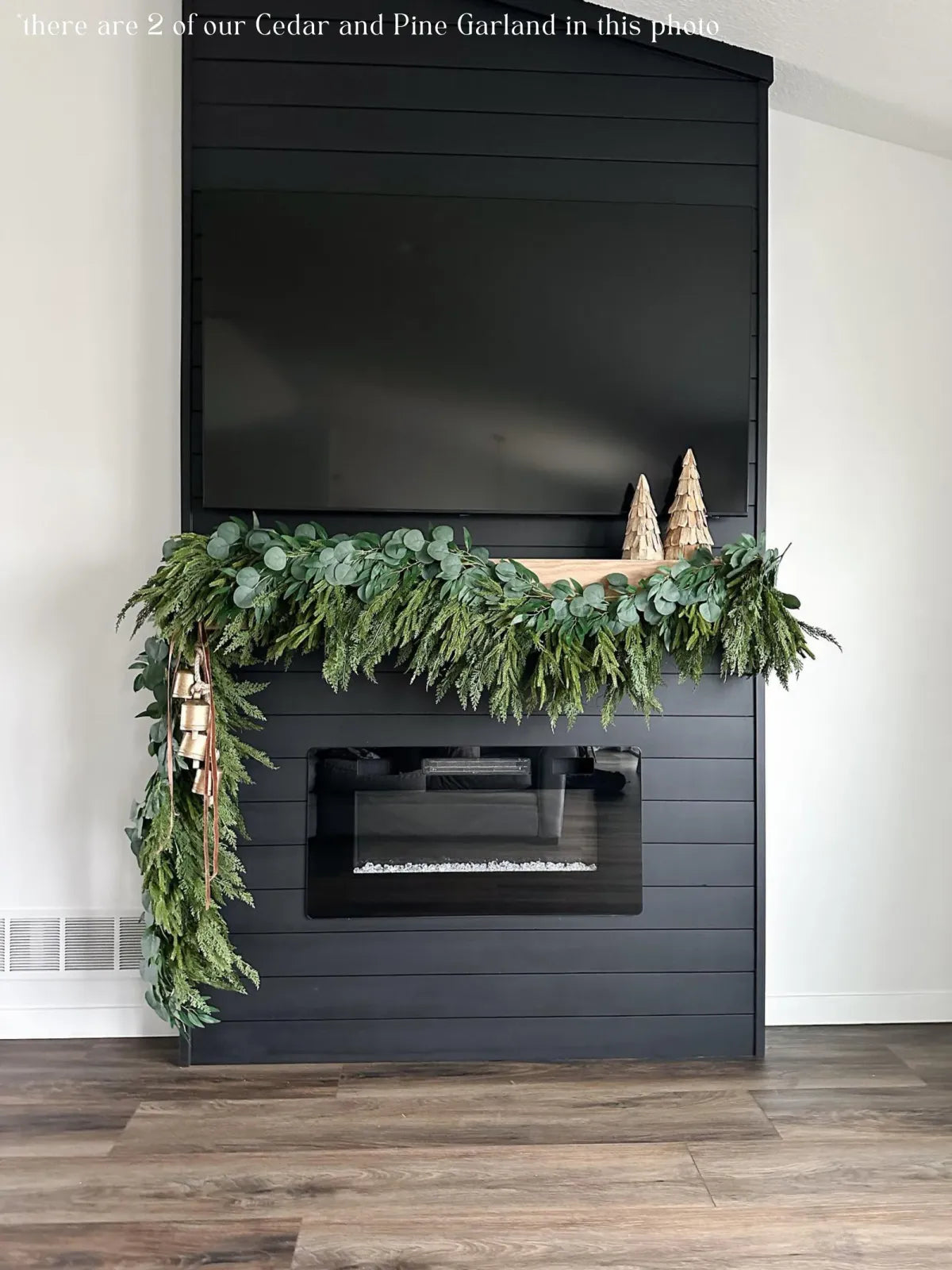 Artificial Cedar and Pine Garland with Real-Touch Greenery, Flexible 6- or 9-Foot Holiday Mantel and Table Decor