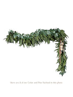 Artificial Cedar and Pine Garland with Real-Touch Greenery, Flexible 6- or 9-Foot Holiday Mantel and Table Decor
