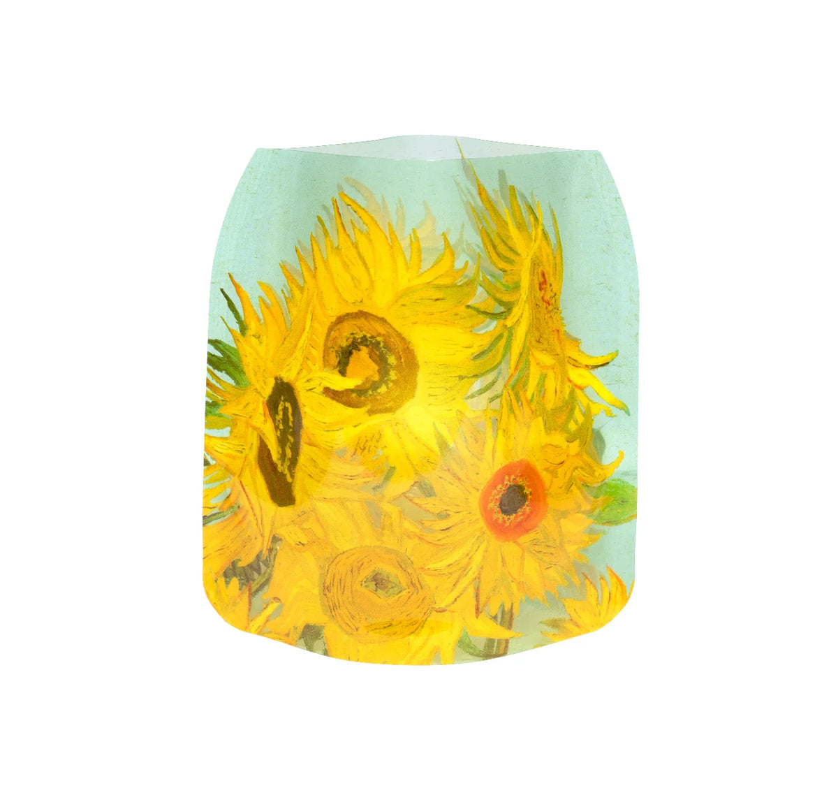 Artistic Sunflower Luminary Lantern Set with Four Collapsible Lanterns and Water-Activated LED Candles