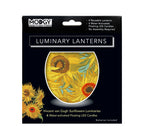 Artistic Sunflower Luminary Lantern Set with Four Collapsible Lanterns and Water-Activated LED Candles