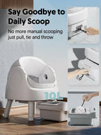 Automatic Self-Cleaning Cat Litter Box with 10L Waste Container, Quiet Operation and Removable Liner