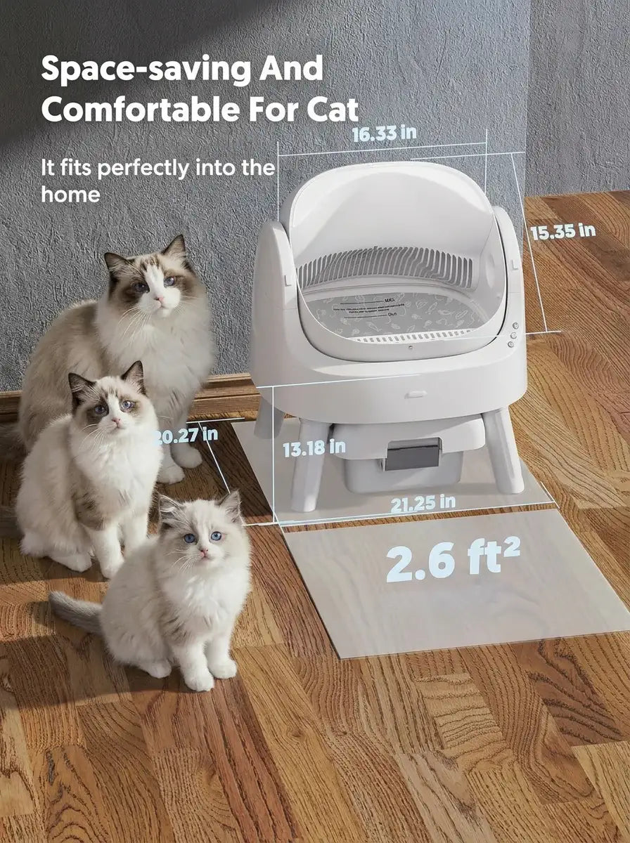 Automatic Self-Cleaning Cat Litter Box with 10L Waste Container, Quiet Operation and Removable Liner
