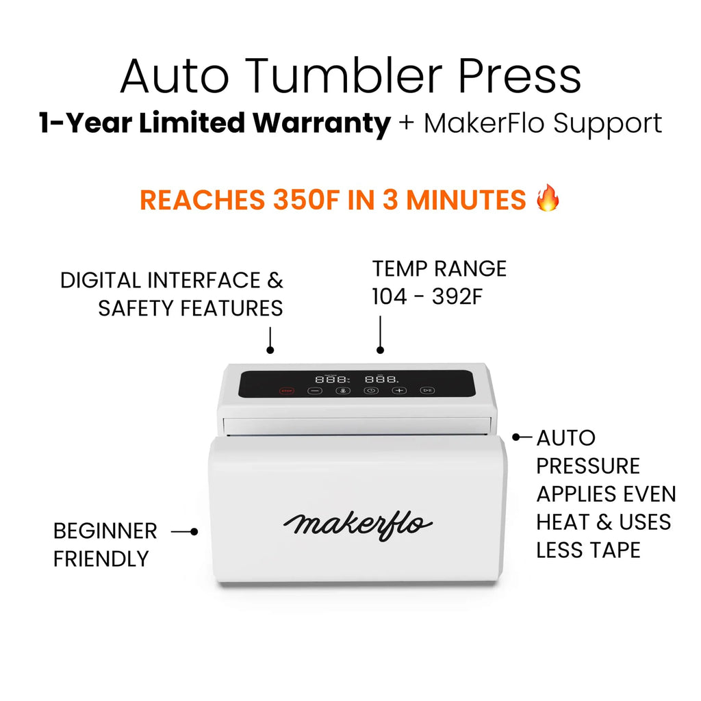 Automatic Tumbler Heat Press with Even Pressure, Digital Controls, and Compact Design for Sublimation Projects