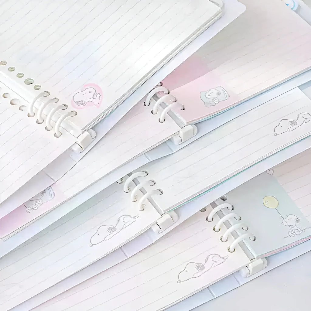 B5 Binder Notebook with 8-Ring Slide-Open System, 80 Pages, Dividers and Sticker Sheets in Pastel Covers