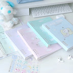 B5 Binder Notebook with 8-Ring Slide-Open System, 80 Pages, Dividers and Sticker Sheets in Pastel Covers