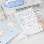 B5 Binder Notebook with 8-Ring Slide-Open System, 80 Pages, Dividers and Sticker Sheets in Pastel Covers