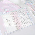 B5 Binder Notebook with 8-Ring Slide-Open System, 80 Pages, Dividers and Sticker Sheets in Pastel Covers
