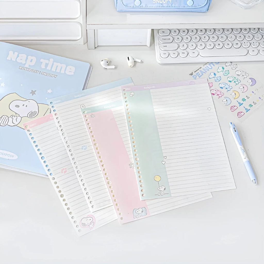 B5 Binder Notebook with 8-Ring Slide-Open System, 80 Pages, Dividers and Sticker Sheets in Pastel Covers