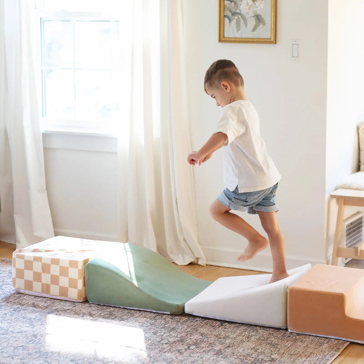 Baby Climbing Blocks, 6-Piece Foam Play Set with Stairs, Ramps and Quarter-Circle Pads for Toddlers