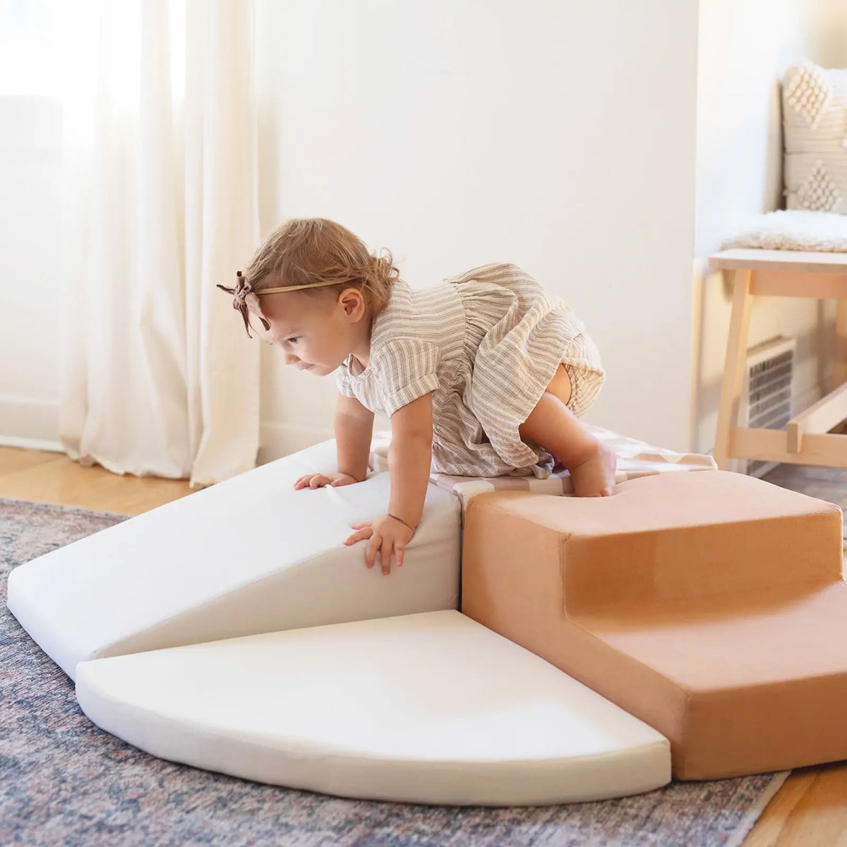 Baby Climbing Blocks, 6-Piece Foam Play Set with Stairs, Ramps and Quarter-Circle Pads for Toddlers