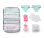 Baby Doll Double Stroller Set with Folding Changing Pad, Pretend Diapers, Wipes, Bottle and Baby Food