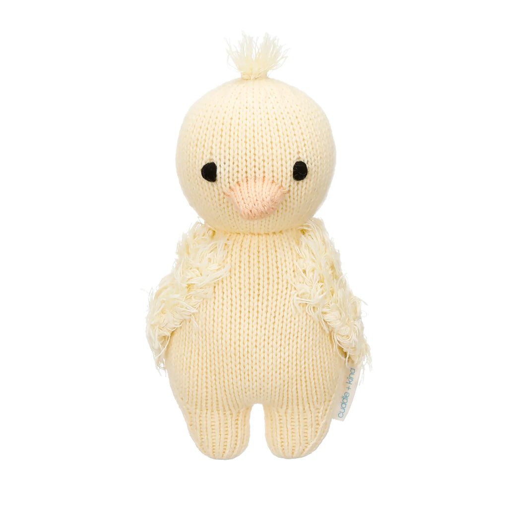 Baby Duckling Stuffed Animal, Hand-Knit 100% Cotton Plush Toy,