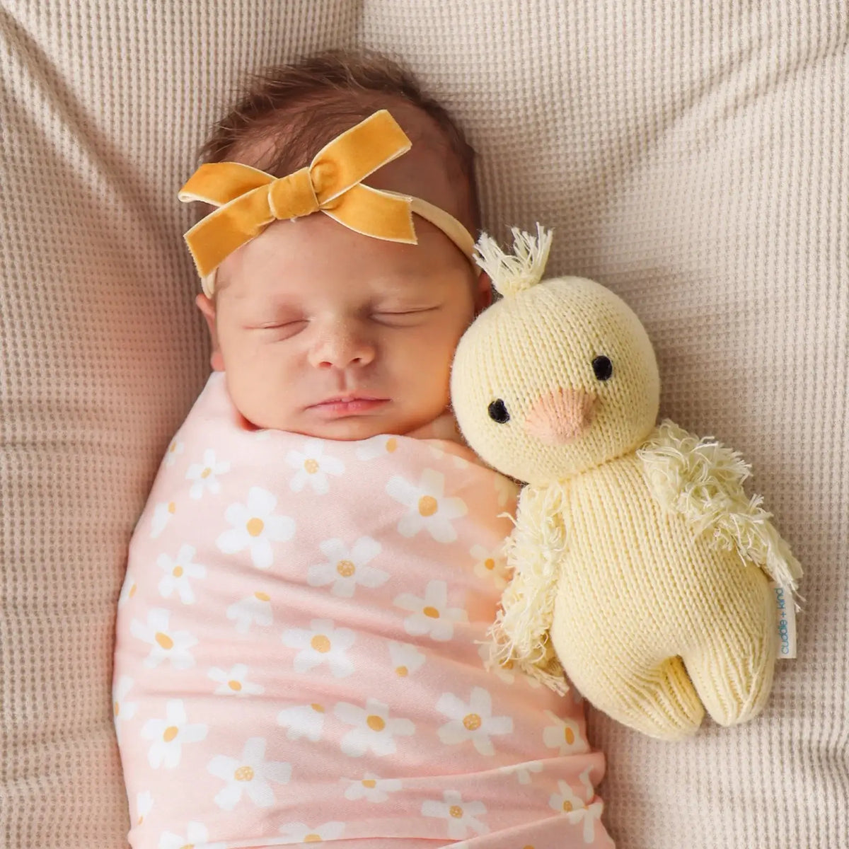 Baby Duckling Stuffed Animal, Hand-Knit 100% Cotton Plush Toy,