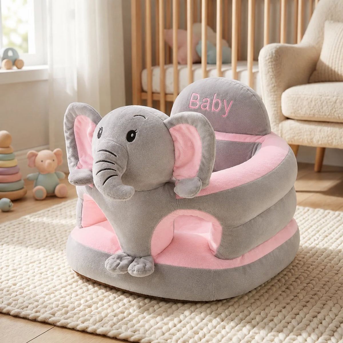 Baby Floor Chair, Pink Elephant