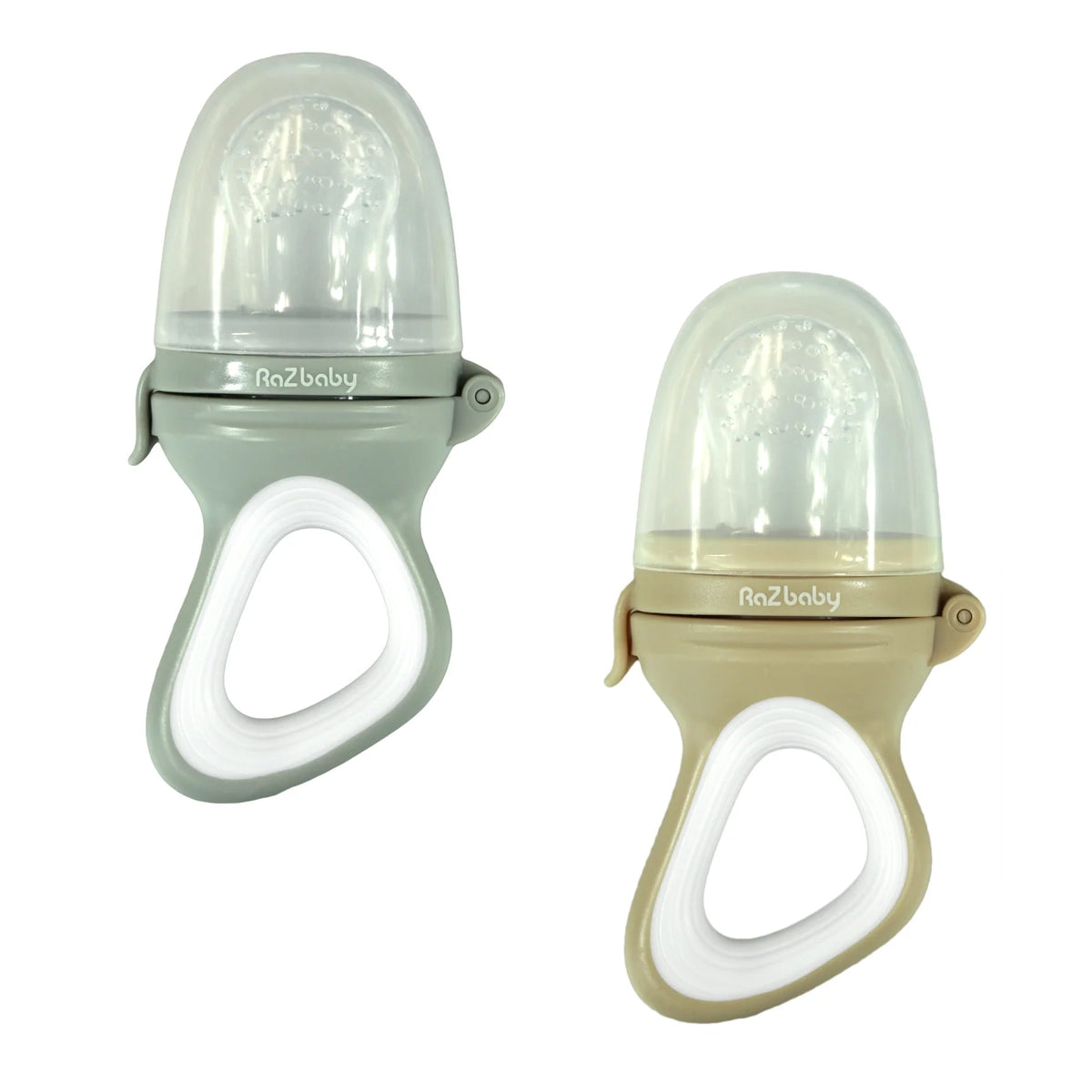 Baby Food Feeder Teethers 2-Pack, Beige and Grey