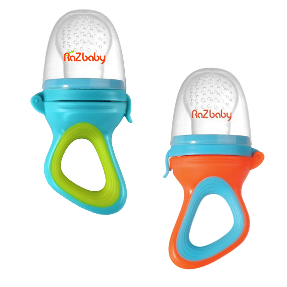Baby Food Feeder Teethers 2-Pack, Green and Orange