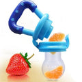 Baby Fruit Feeder Pacifier with Soft Silicone Mesh and a Snap-On Storage Cap for Introducing Solid Foods — Blue (Regular)