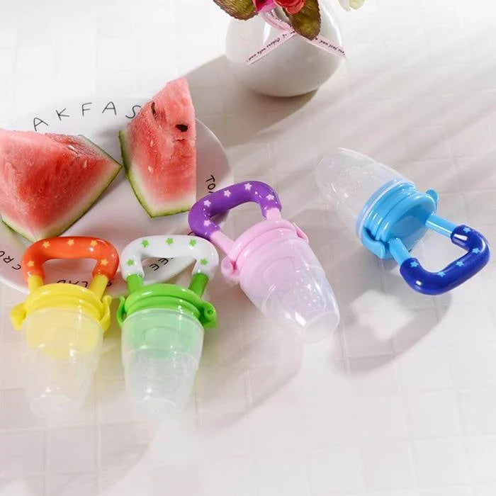 Baby Fruit Feeder Pacifier with Soft Silicone Mesh and a Snap-On Storage Cap for Introducing Solid Foods
