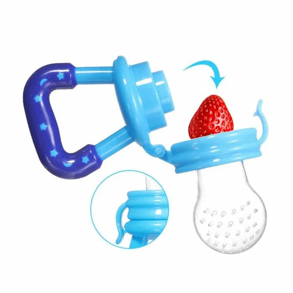 Baby Fruit Feeder Pacifier with Soft Silicone Mesh and a Snap-On Storage Cap for Introducing Solid Foods