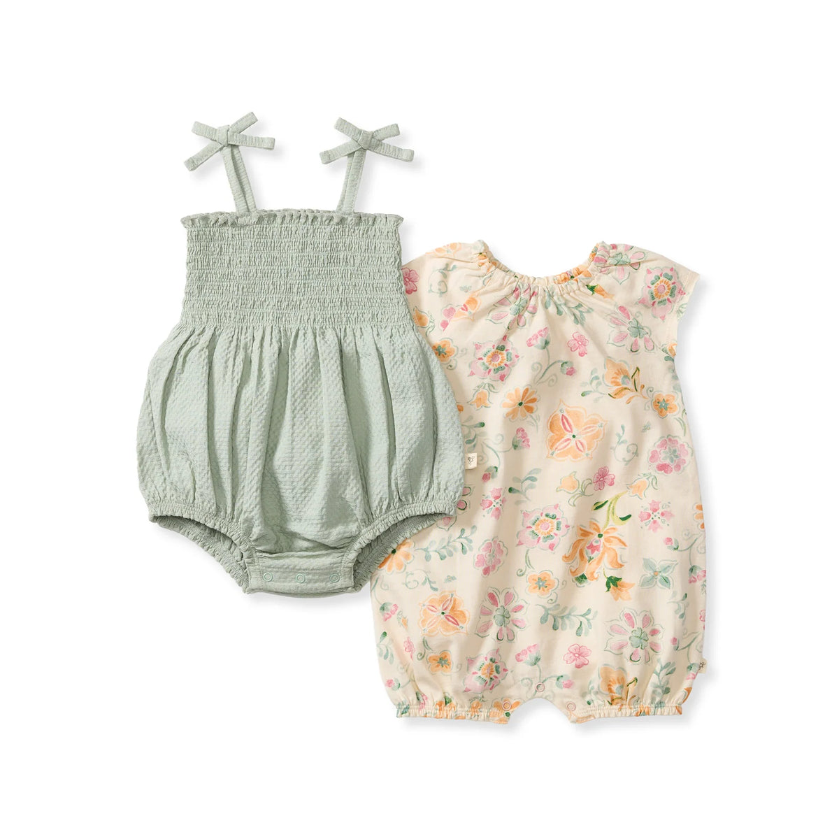 Baby Girl Bubble Romper 2-Pack Set in Mediterranean Floral Jersey