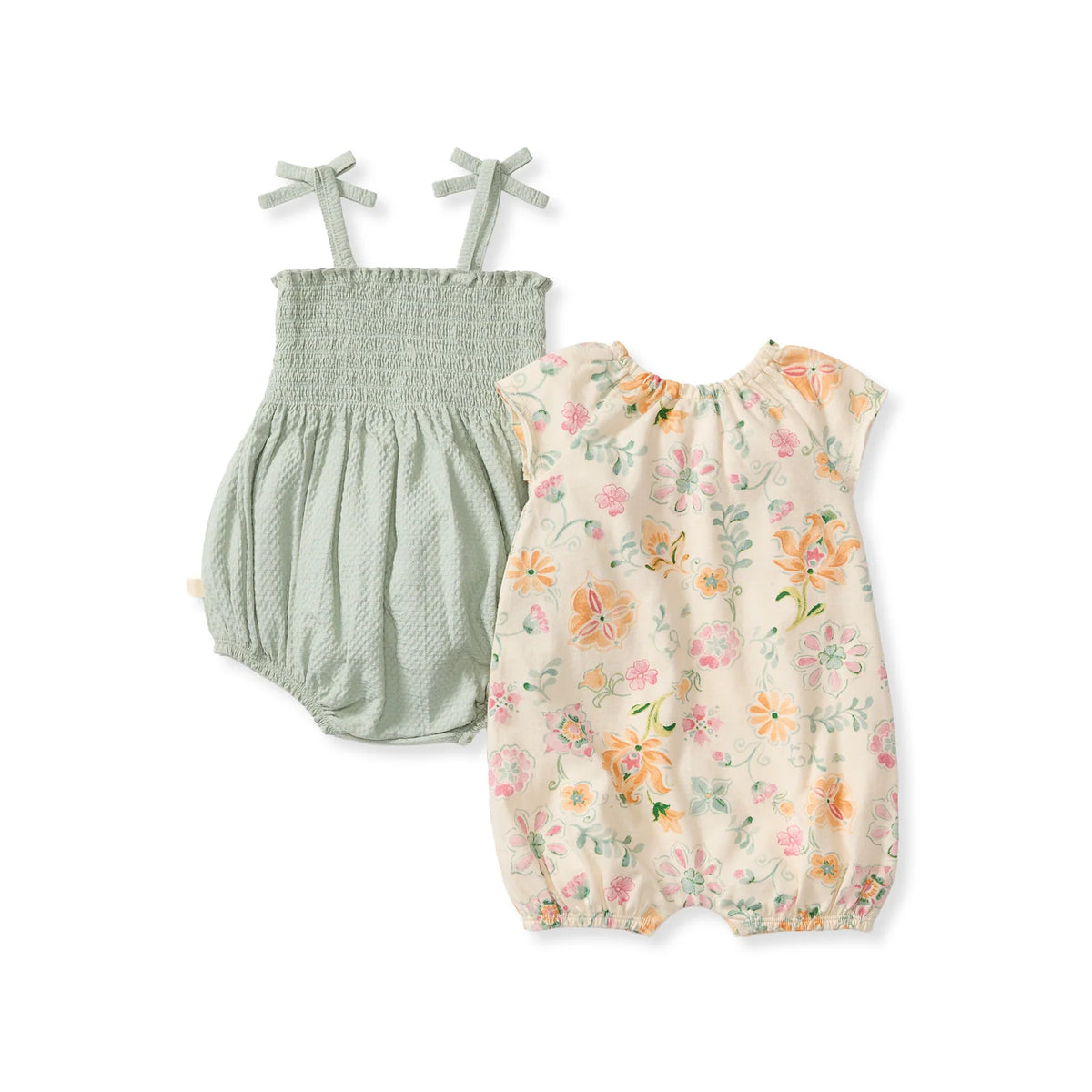 Baby Girl Bubble Romper 2-Pack Set in Mediterranean Floral Jersey