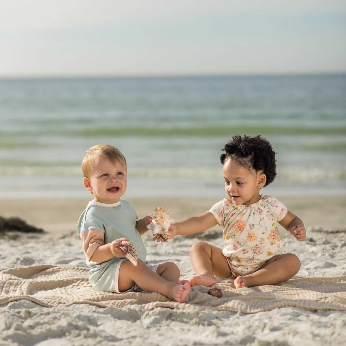 Baby Girl Bubble Romper 2-Pack Set in Mediterranean Floral Jersey