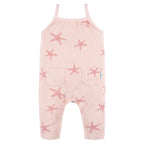 Baby Girls Starfish Romper in 100% Cotton Rib with Sleeveless Comfort and Easy Diaper-Change Snaps