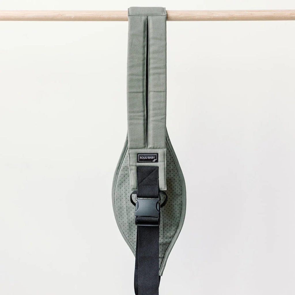 Baby Hip Carrier in Olive Cotton with an Ergonomic M-Position Seat and Included Travel Bag for Easy Packing