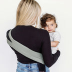 Baby Hip Carrier in Olive Cotton with an Ergonomic M-Position Seat and Included Travel Bag for Easy Packing