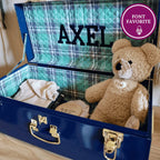 Baby Keepsake Box Trunk with Quilted Interior, Custom Personalization, Gold Hardware, and Medium or Large Color