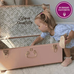 Baby Keepsake Box Trunk with Quilted Interior, Custom Personalization, Gold Hardware, and Medium or Large Color