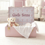Baby Keepsake Box Trunk with Quilted Interior, Custom Personalization, Gold Hardware, and Medium or Large Color