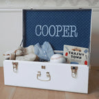 Baby Keepsake Box Trunk with Quilted Interior, Custom Personalization, Gold Hardware, and Medium or Large Color