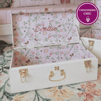 Baby Keepsake Box Trunk with Quilted Interior, Custom Personalization, Gold Hardware, and Medium or Large Color