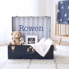 Baby Keepsake Box Trunk with Quilted Interior, Custom Personalization, Gold Hardware, and Medium or Large Color