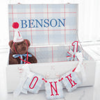 Baby Keepsake Box Trunk with Quilted Interior, Custom Personalization, Gold Hardware, and Medium or Large Color
