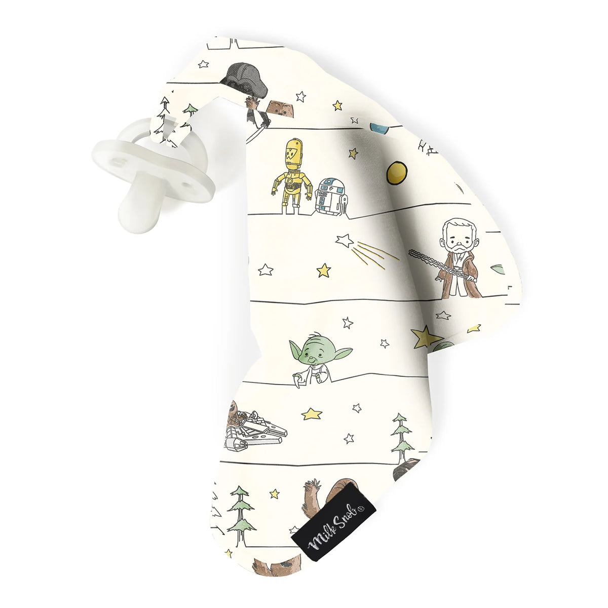 Baby Lovey Security Blanket for Comfort, Pacifier and Teether Attachment, Neutral Padawans Character Print