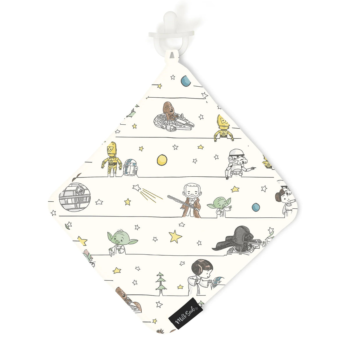 Baby Lovey Security Blanket for Comfort, Pacifier and Teether Attachment, Neutral Padawans Character Print