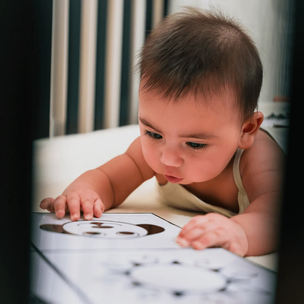 Baby Mirror for Tummy Time with High-Contrast Images and Tactile Textures for Sensory Play