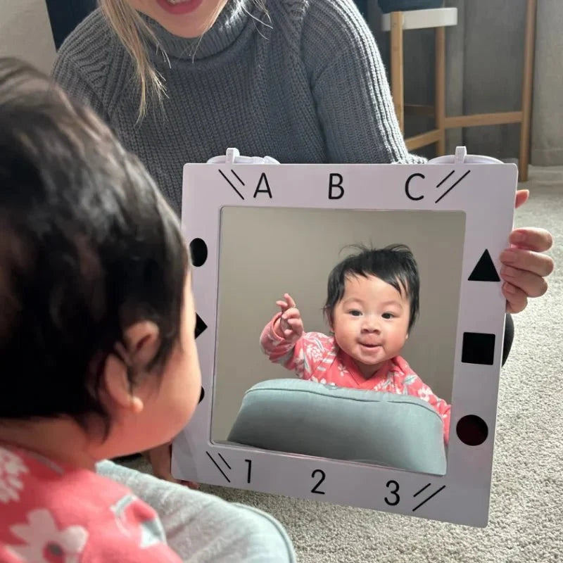 Baby Mirror for Tummy Time with High-Contrast Images and Tactile Textures for Sensory Play