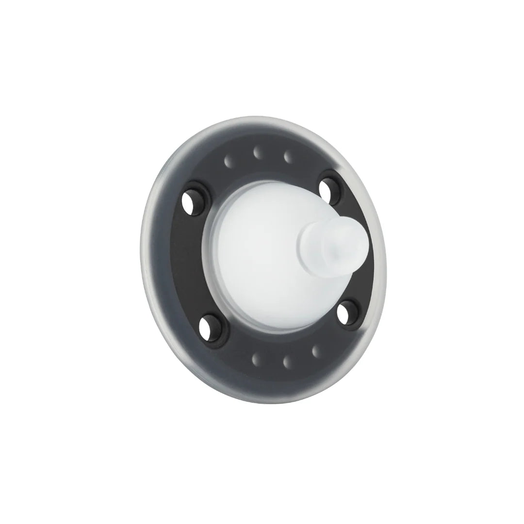 Baby Pacifier in Onyx, a Breast-Like Silicone Design for Ages 0–24 Months in a Single-Pacifier Pack