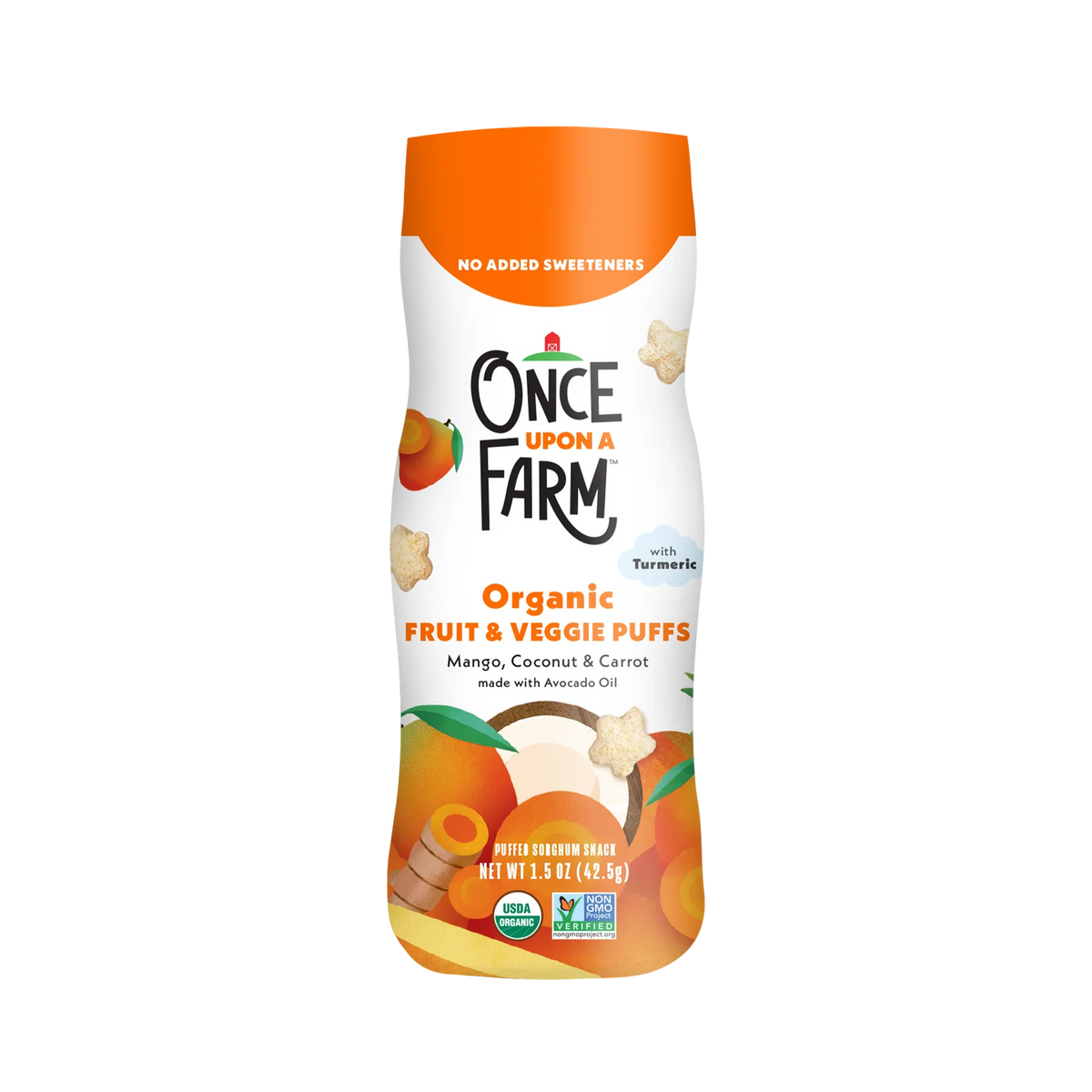 Baby Puffs Mango Coconut & Carrot Organic Fruit and Veggie Snack for Self Feeding · Fruit & Veggie Puffs