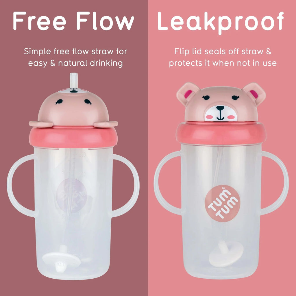 Baby Sippy Cup with Weighted Free-Flow Straw, Leakproof Flip-Top Lid and 300ml Side Measure