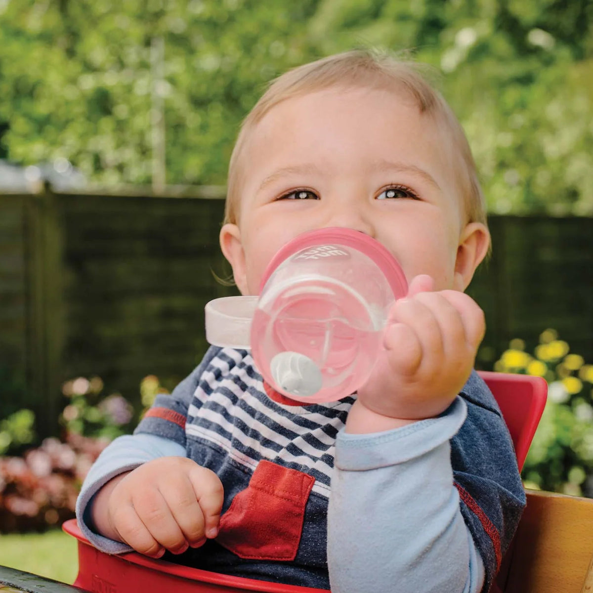 Baby Sippy Cup with Weighted Free-Flow Straw, Leakproof Flip-Top Lid and 300ml Side Measure