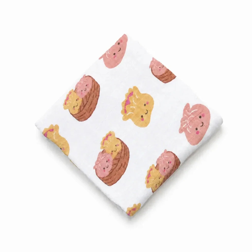 Baby Swaddle Blanket in Bamboo and Organic Cotton, 120 × 120 cm,, Dim Sum